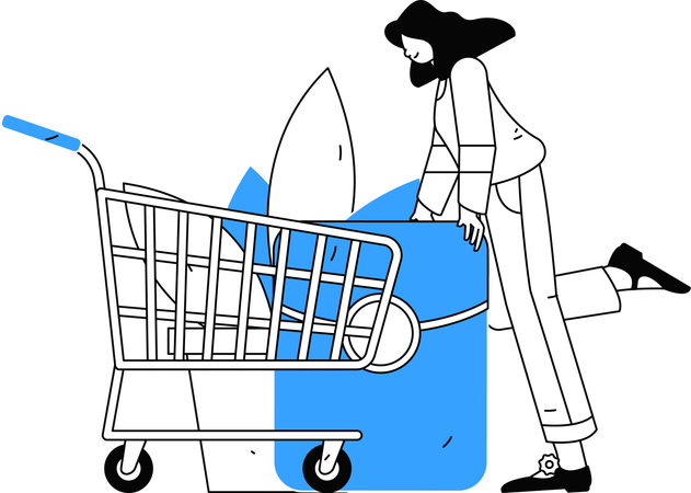 Femme effectuant un achat en ligne sur un site de shopping numérique  Illustration