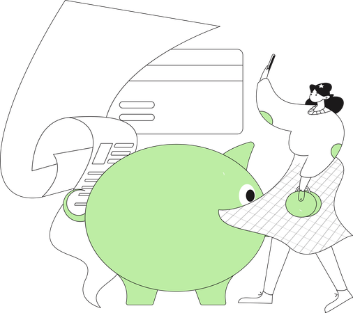Femme effectuant un paiement en ligne  Illustration