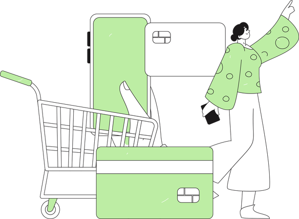 Femme effectuant un paiement numérique  Illustration