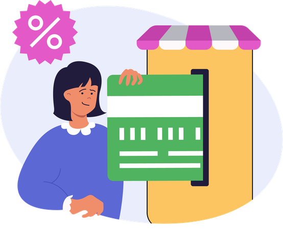 Femme effectuant un paiement par carte en ligne  Illustration