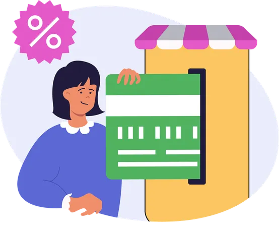 Femme effectuant un paiement par carte en ligne  Illustration