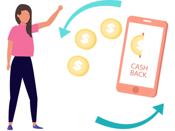 Femme effectuant un transfert d'argent en ligne  Illustration