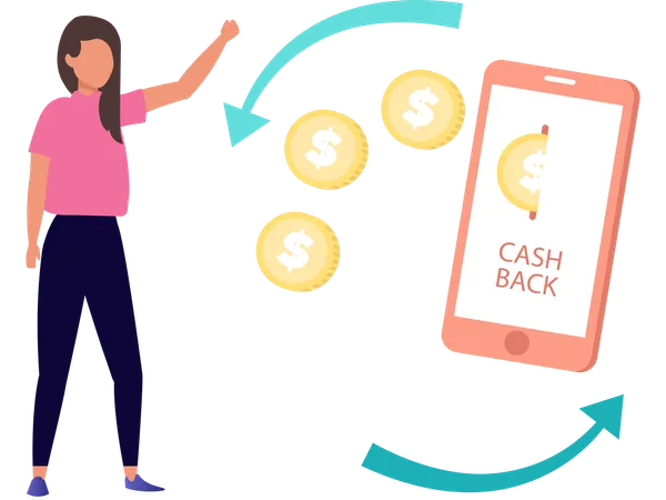 Femme effectuant un transfert d'argent en ligne  Illustration