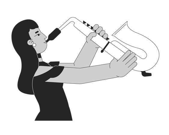 Femme élégante jouant du saxophone  Illustration