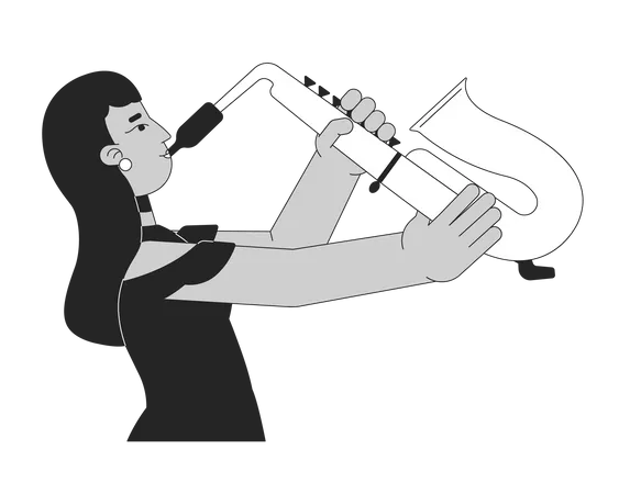 Femme élégante jouant du saxophone  Illustration