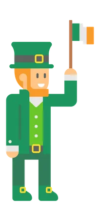 Elfe de Saint Patrick avec drapeau  Illustration