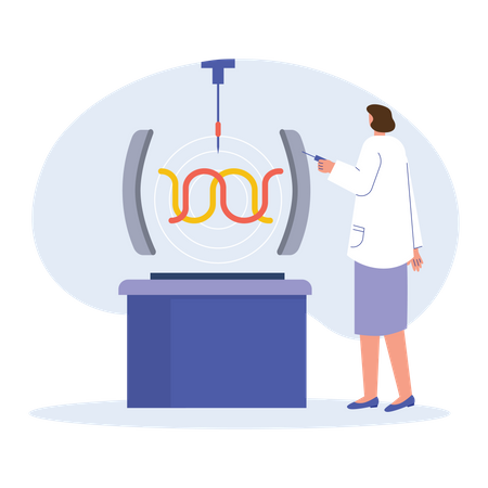 Travailleuse de laboratoire travaillant sur une expérience  Illustration