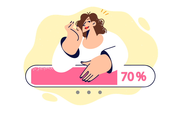 Femme attendant le chargement d'une page Web  Illustration