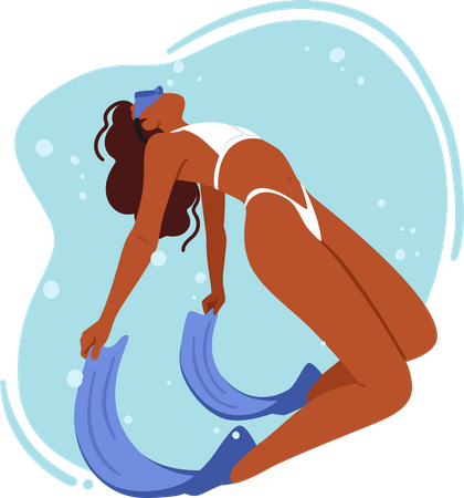 Femme Portant Un Bikini Plongée  Illustration