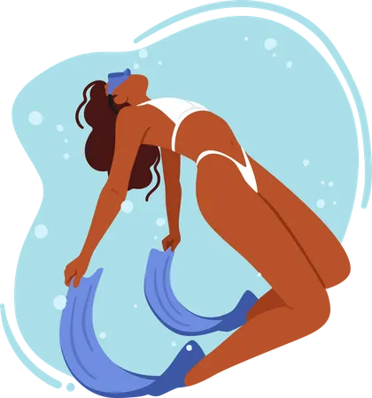 Femme Portant Un Bikini Plongée  Illustration