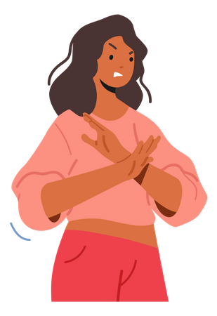 Femme en colère montrant un refus  Illustration