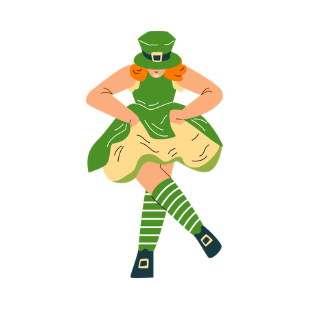 Femme en costume de lutin  Illustration