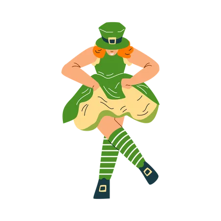 Femme en costume de lutin  Illustration