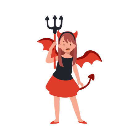 Femme en costumes d'Halloween en diable rouge  Illustration