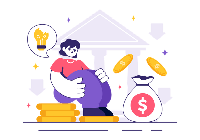 Une femme en crise financière  Illustration
