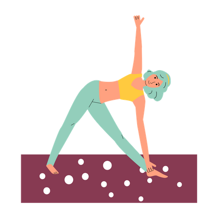 Femme en pose de yoga qui s'étend  Illustration