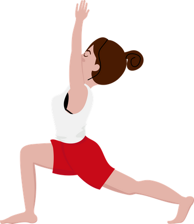 Femme dans la pose de yoga guerrier  Illustration