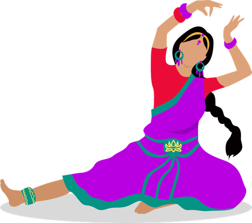 Femme en danse des vêtements nationaux indiens  Illustration