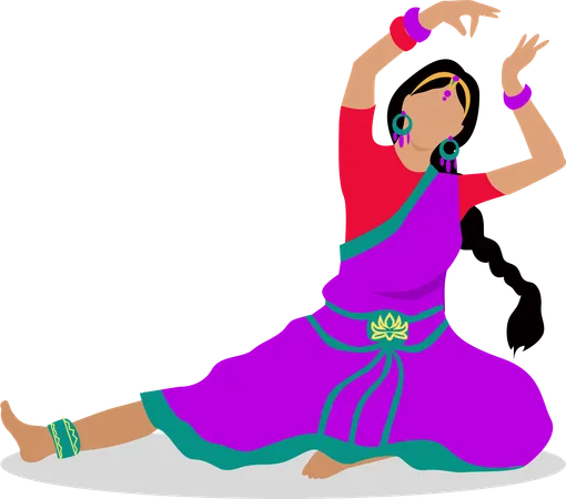 Femme en danse des vêtements nationaux indiens  Illustration