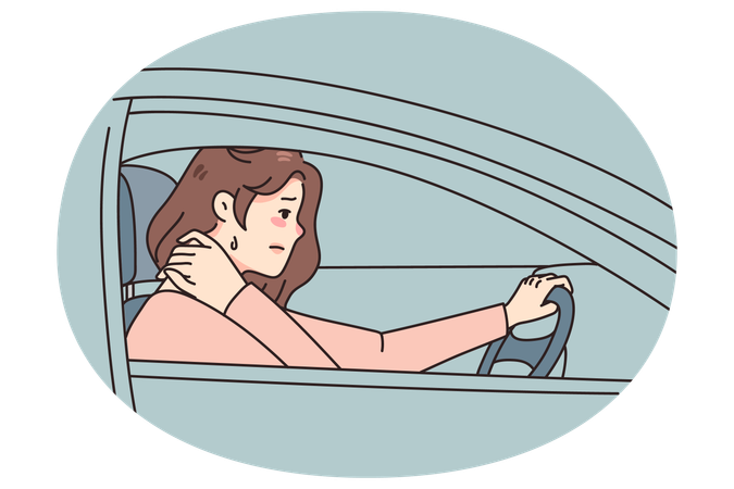 Une femme en mauvaise santé souffre de douleurs au cou  Illustration