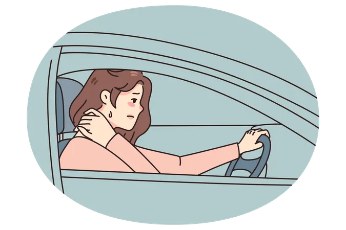 Une femme en mauvaise santé souffre de douleurs au cou  Illustration