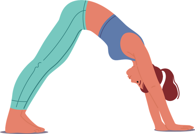 Femme dans la pose de yoga Parvathasana  Illustration