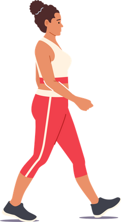 Femme en surpoids qui marche  Illustration