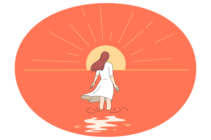Femme en processus de développement personnel et de découverte  Illustration