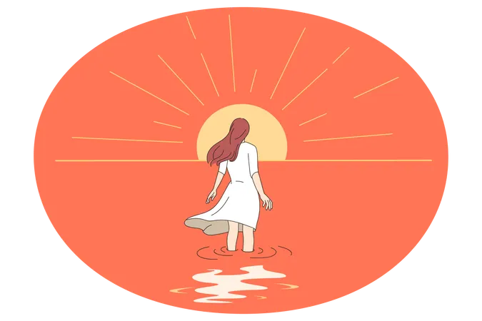 Femme en processus de développement personnel et de découverte  Illustration