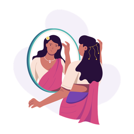 Femme en robe de Diwali  Illustration