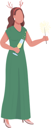 Femme en robe de renne  Illustration