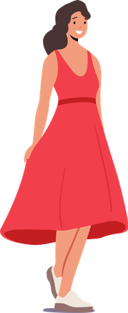 Femme en robe rouge  Illustration