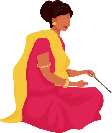 Femme en sari traditionnel  Illustration