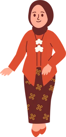 Femme en tenue kebaya  Illustration