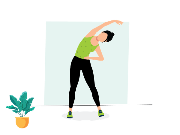 Femme faisant des flexions latérales debout  Illustration