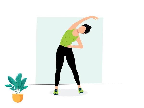 Femme faisant des flexions latérales debout  Illustration