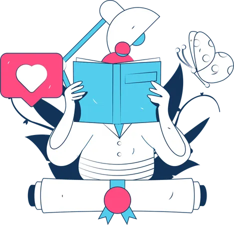 Femme lisant un livre  Illustration
