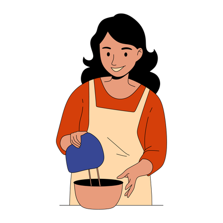 Femme mélangeant du sirop  Illustration