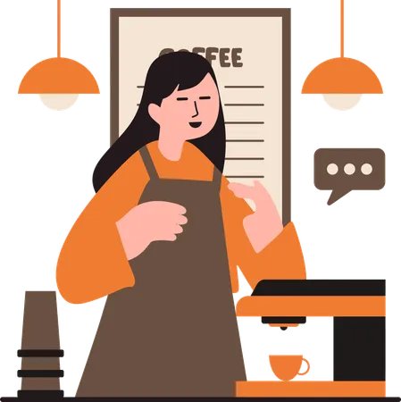 Femme torréfiant du café  Illustration