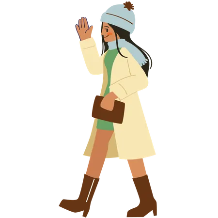 Femme en vêtements d'hiver  Illustration