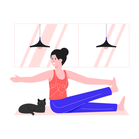 Femme dans une pose de yoga  Illustration