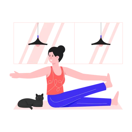 Femme dans une pose de yoga  Illustration