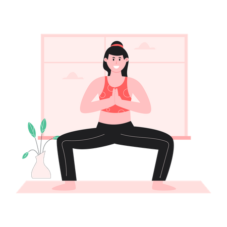 Femme dans une pose de yoga  Illustration