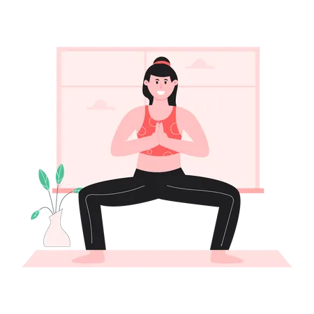 Femme dans une pose de yoga  Illustration