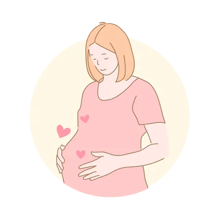 La femme enceinte aime sa maternité  Illustration