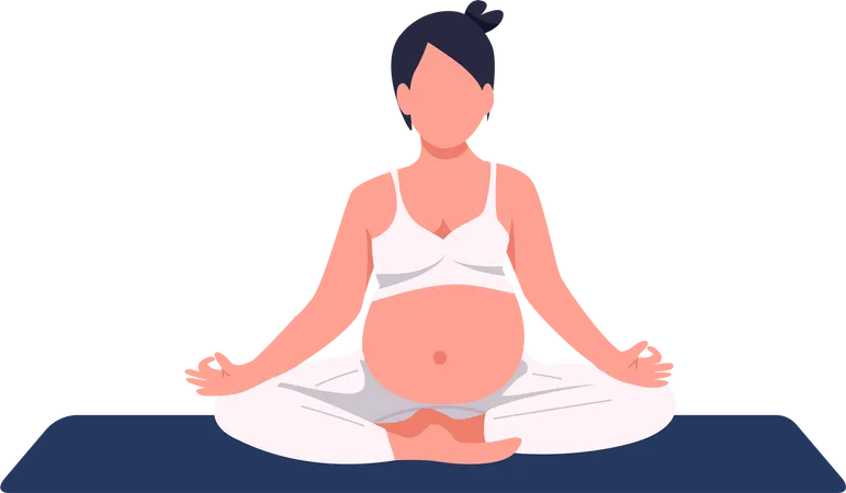Femme enceinte assise dans une pose de yoga  Illustration