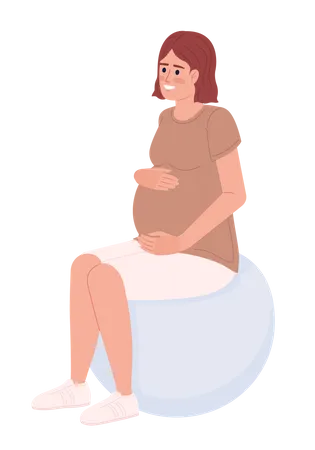 Femme enceinte assise sur un ballon d'exercice  Illustration