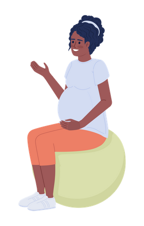 Femme enceinte assise sur un ballon d'exercice  Illustration