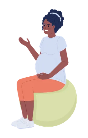 Femme enceinte assise sur un ballon d'exercice  Illustration