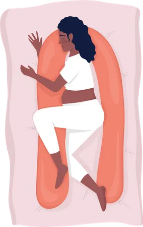Femme enceinte au repos avec un oreiller en forme de U  Illustration